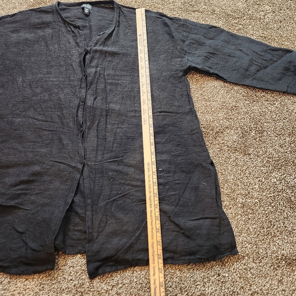 Eileen Fisher Tiny Collar Boxy Shirt Button Up Linen & Cotton Blend Size Large - Picture 6 of 6